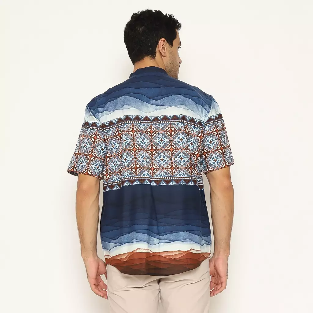 AMK Baju Koko Pria Printing Lengan Pendek KK THALIB S/S Blue