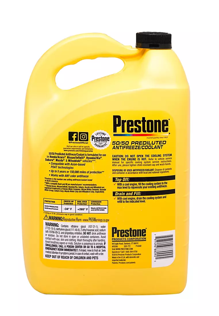 Prestone 50/50 Prediluted Antifreeze/Coolant Formulated For Honda ...