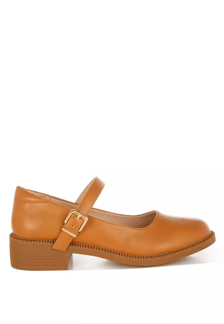 Discount on London Rag  shoes - SKU: Faux Leather Mary Jane Shoes in Tan