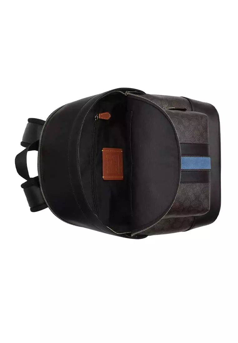 West Backpack In Signature Canvas With Varsity Stripe Walnut Multi CDC54