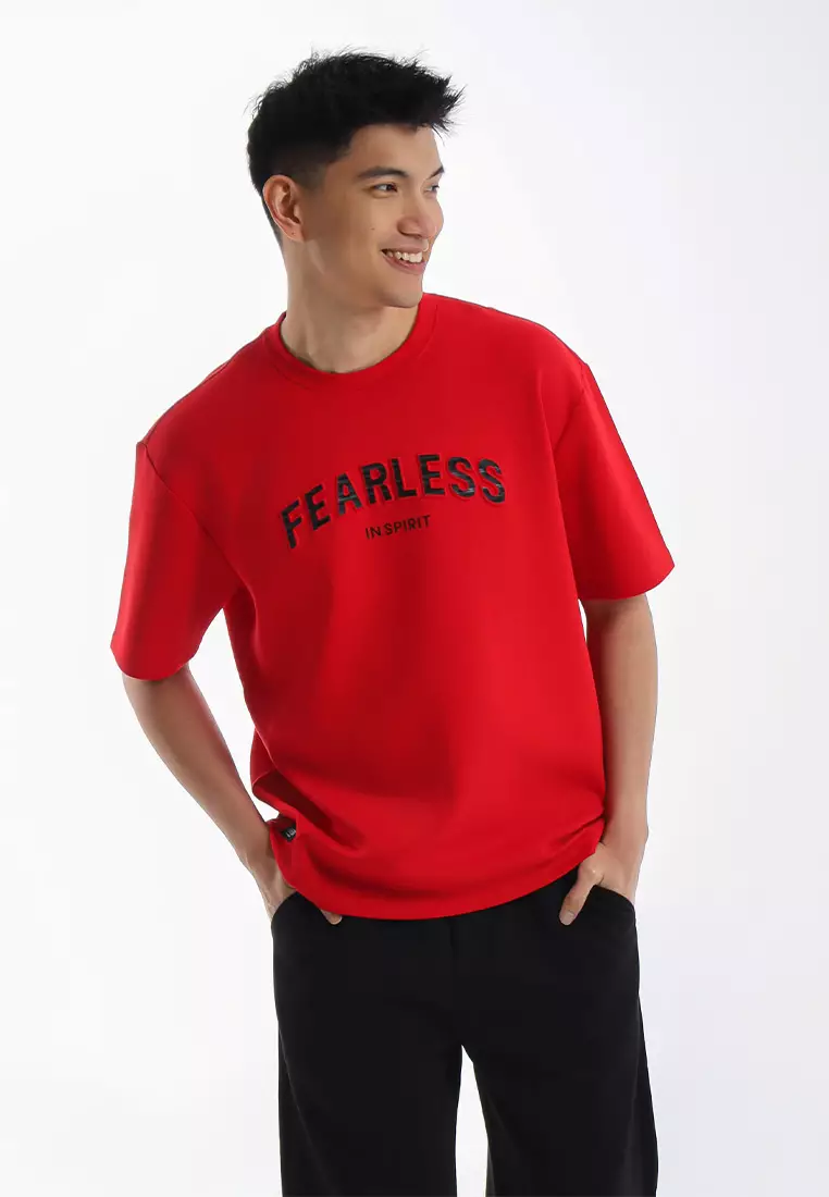 Forest Oversized Heavy Weight 300gsm Modal Cotton Short Sleeve T Shirt Men - 24088-51Red