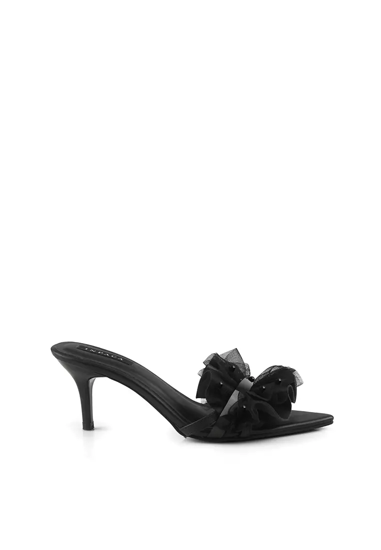 Carole Ruffle Heels with Pearl