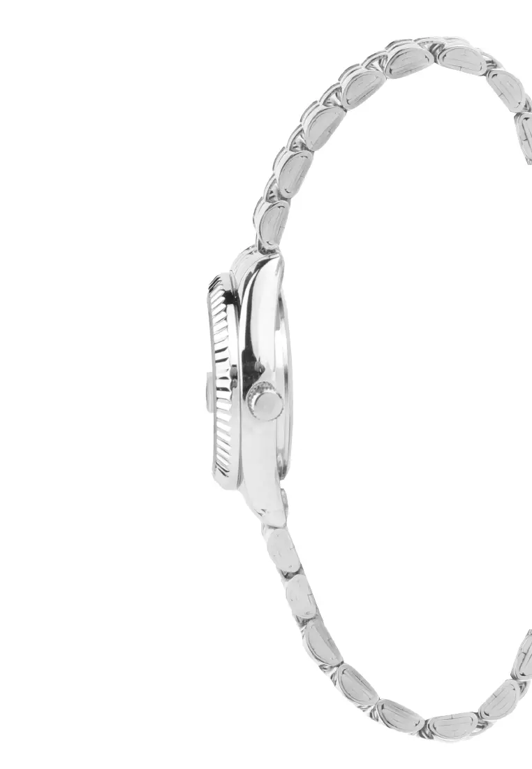 Roli Stainless Steel Date Watch With Fluted Bezel In Tiffany Blue