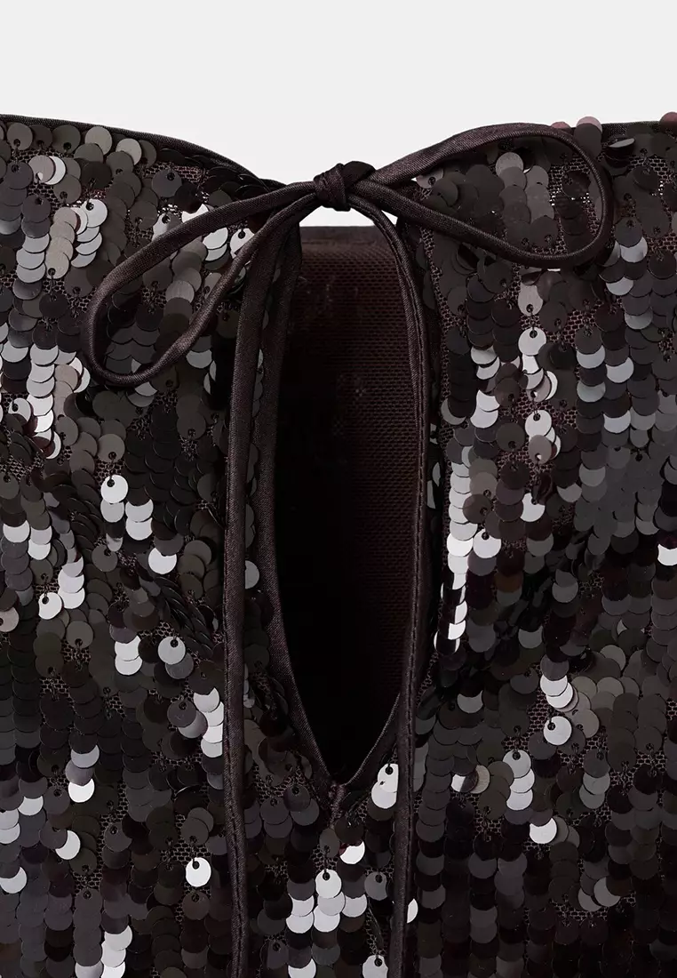 Flared Sleeves Sequin Top