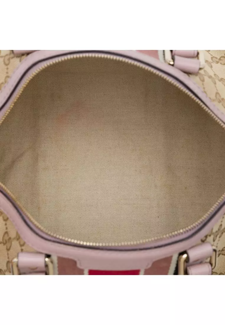 Pre-Loved Gucci Medium Gg Canvas Web Joy Boston Bag