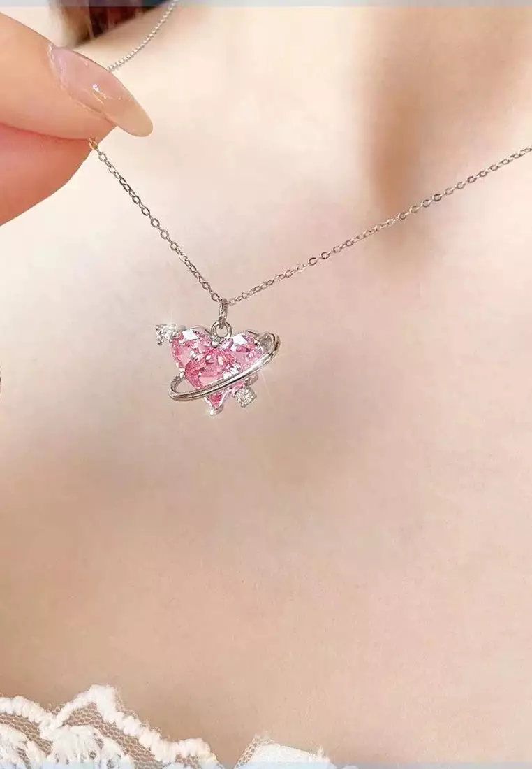 Kalung Wanita Love Planet Gaya Korea Necklace Anti Luntur Asli Perhiasan Wanita