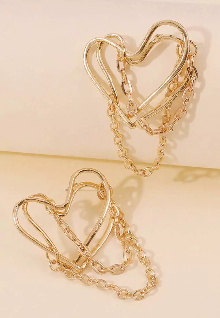 Heart-Shaped Chain Earrings A21032414GD