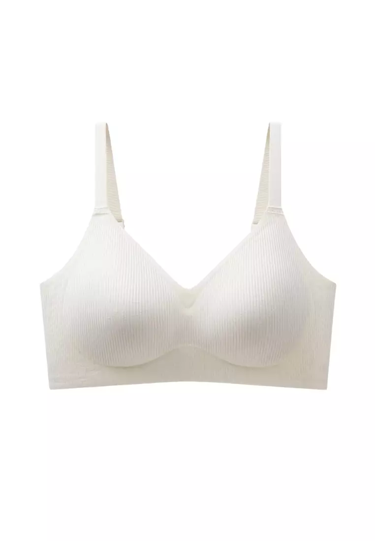 Premium Taylor Seamless Wireless Padded Support Bra in White