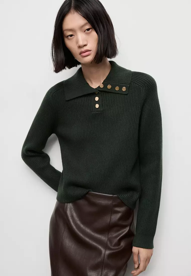 Mango Ribbed Polo-Neck Sweater With Buttons 2025 Buy Mango