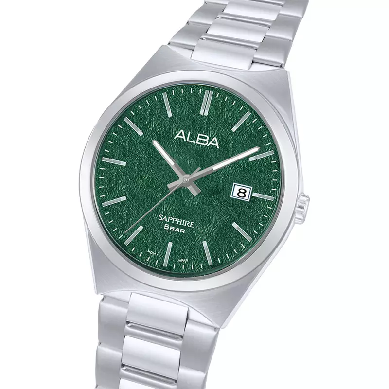 Jam Tangan Pria Alba Prestige AS9V81X1 Men Sapphire Green Dial Stainless Steel Strap