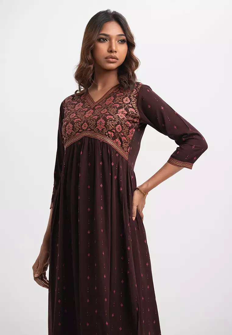 Le Reve 粘胶面料A字褶皱卡米兹