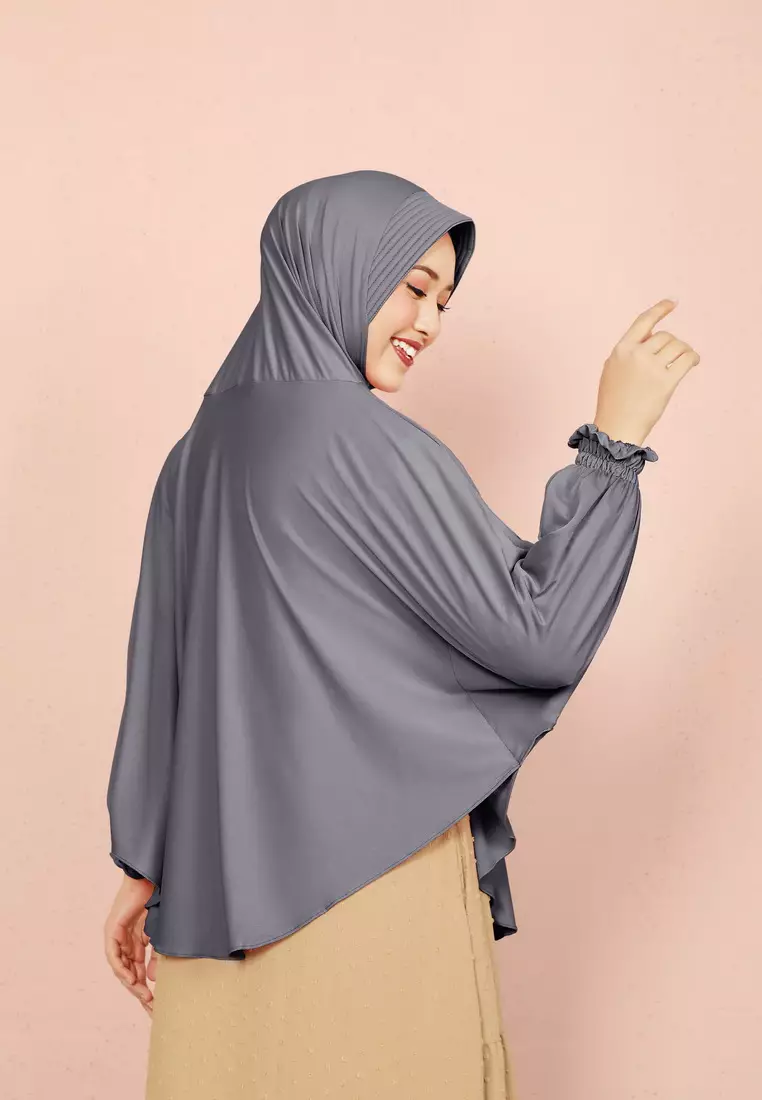 Cotton Bee - Halwa Bergo Lengan | Hijab Instan Syari - Stormy Grey