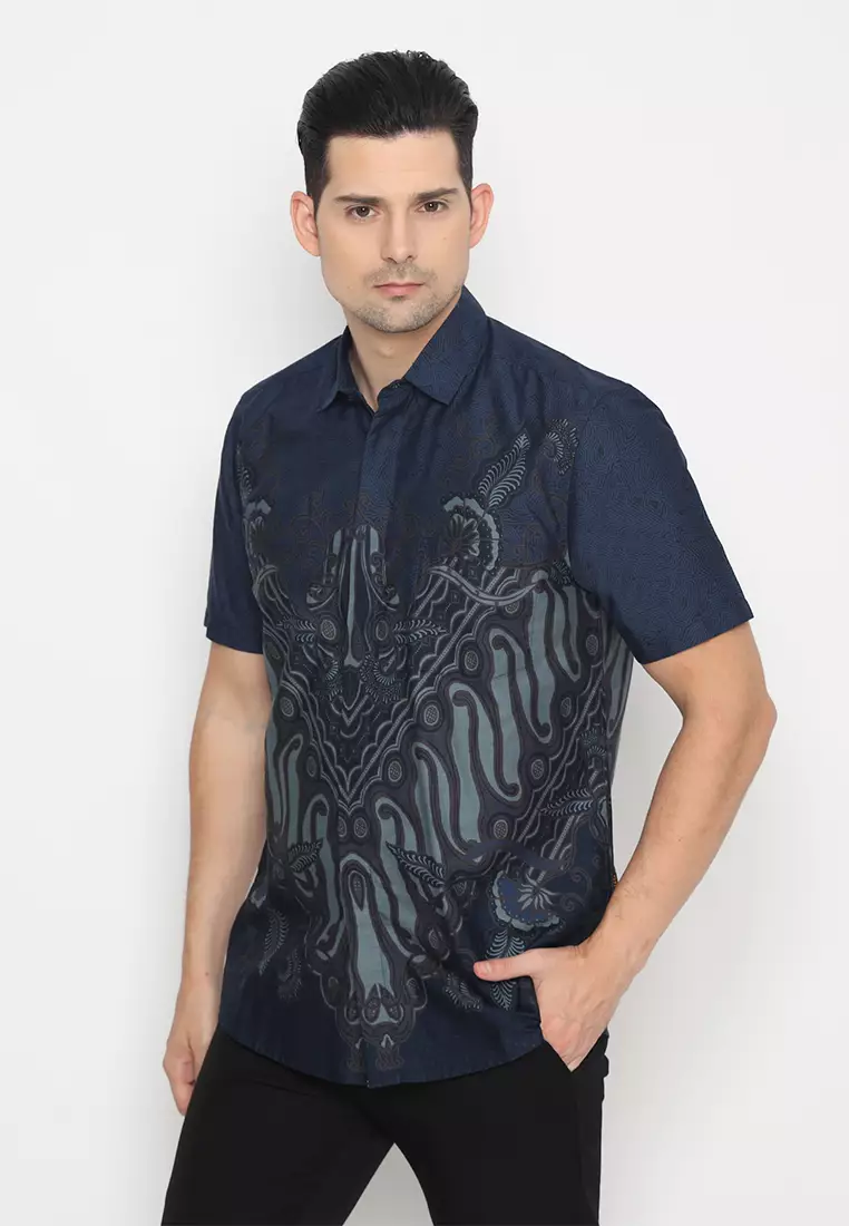 My Aksa batik Pria Kemeja Pendek Spencer Sierra