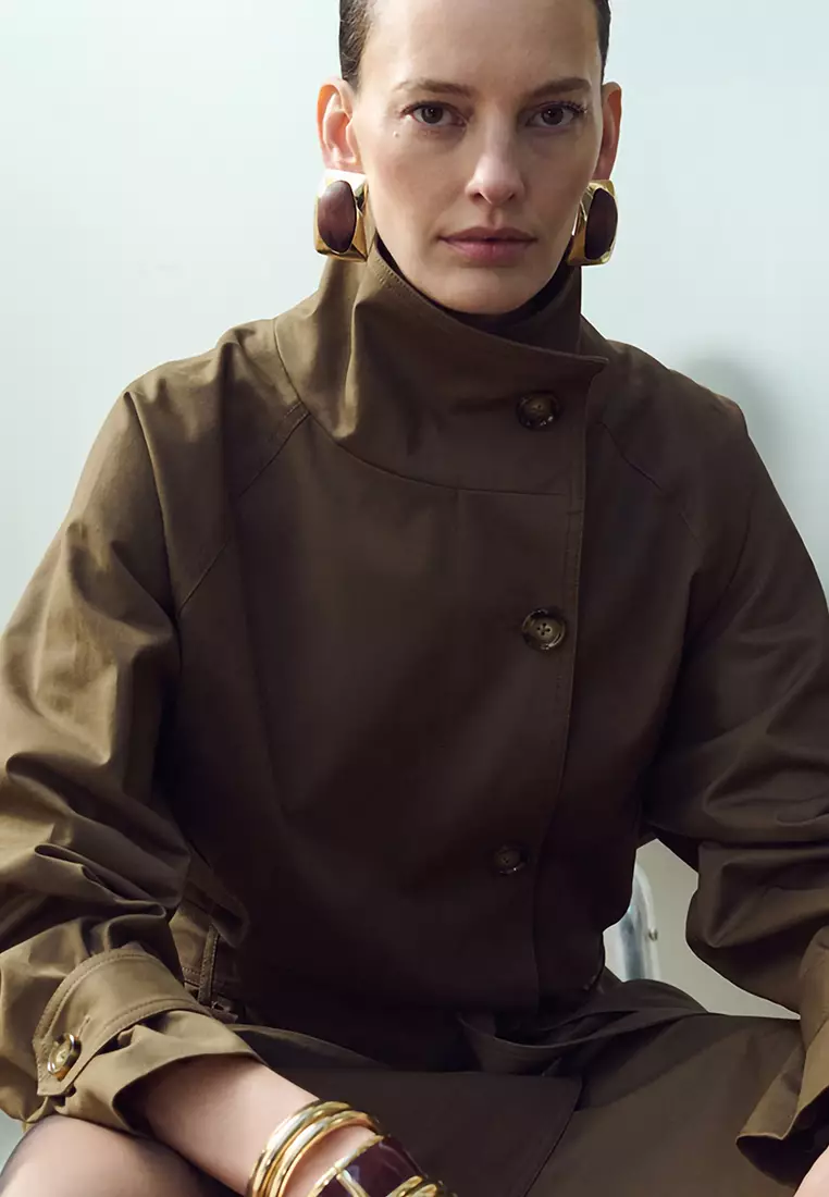 Buy Mango Funnel Neck Belted Trench Coat 2026 Online | ZALORA