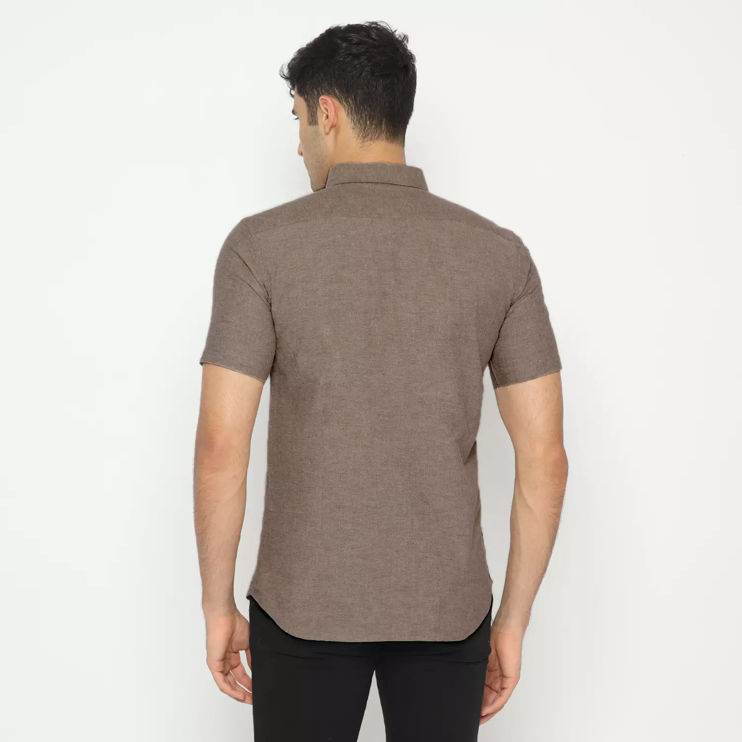 Platini Kemeja Pria Polos Lengan Pendek Katun Oxford COKLAT MUDA 1069