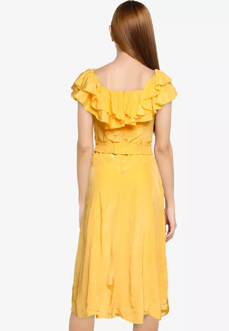 ALMEDINA DRAPE FRILL NECK DRSS