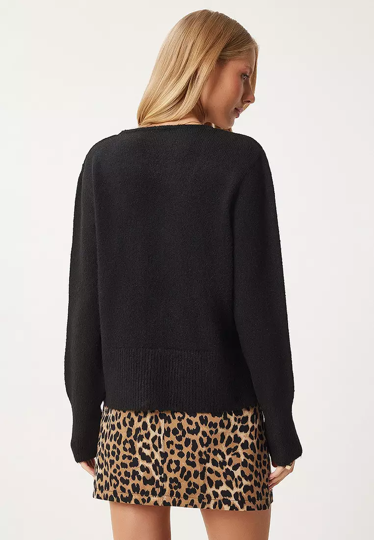 V Neck Bow Tie Knitted Cardigan