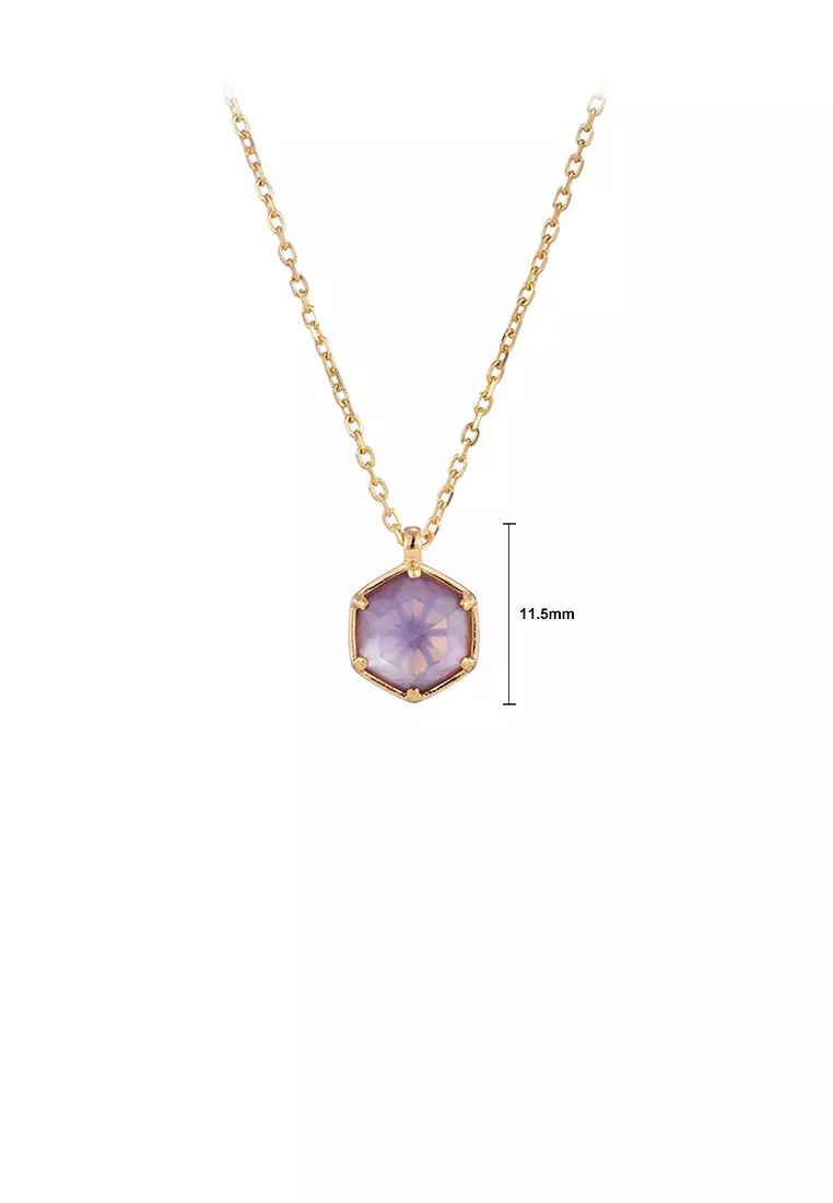 Gold necklace with amethyst pendant top