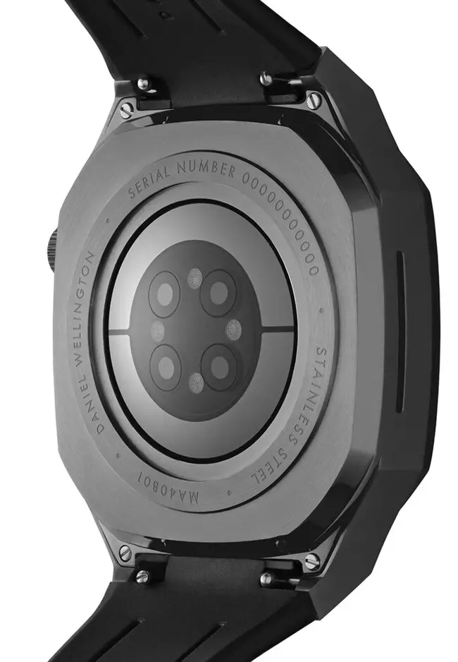 Switch Black 44mm - Smart watch case for Apple watch series 4, 5, 6 & SE - Stainless steel case with rubber strap -DW OFFICIAL