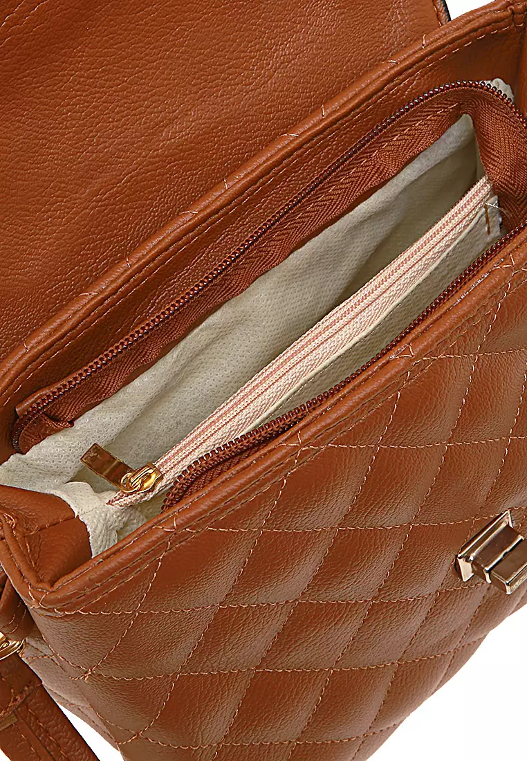 Lezya Tas Selempang Premium Tali Panjang Design Classic Woman Bag - Mocca