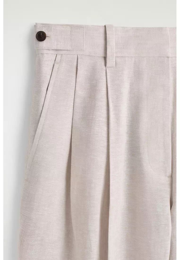 TAILORED LINEN TULIP TROUSERS