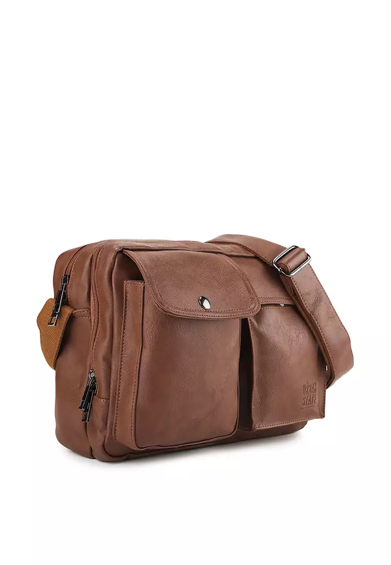 Jual Urban State Distressed Leather Track Crossbody Bag Original