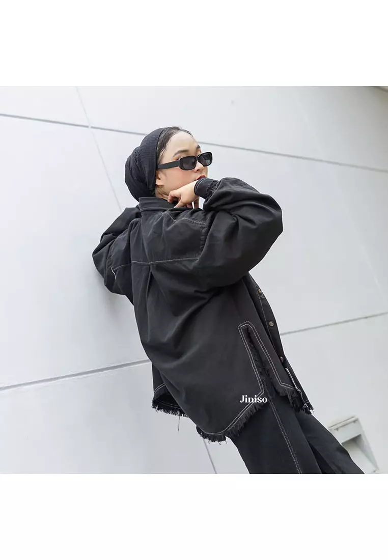 Kemeja Denim Raw Oversize Unisex HYPER ACTIVE