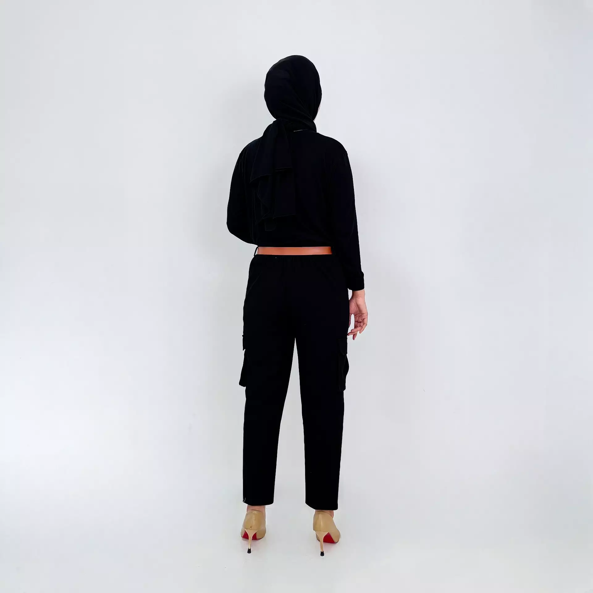 Celana Panjang Katun Wanita - Long Pant Twill Cargo - HITAM