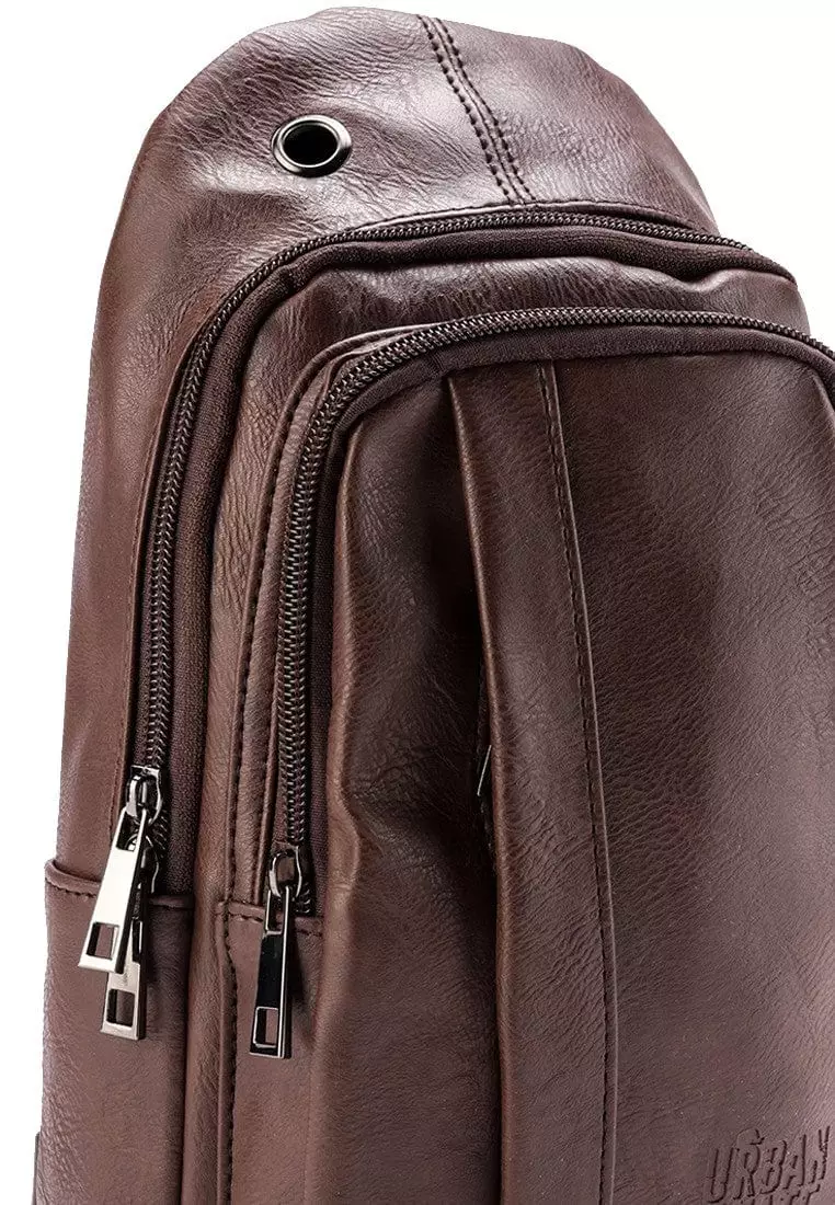 Distressed Leather Pocket Slingbag