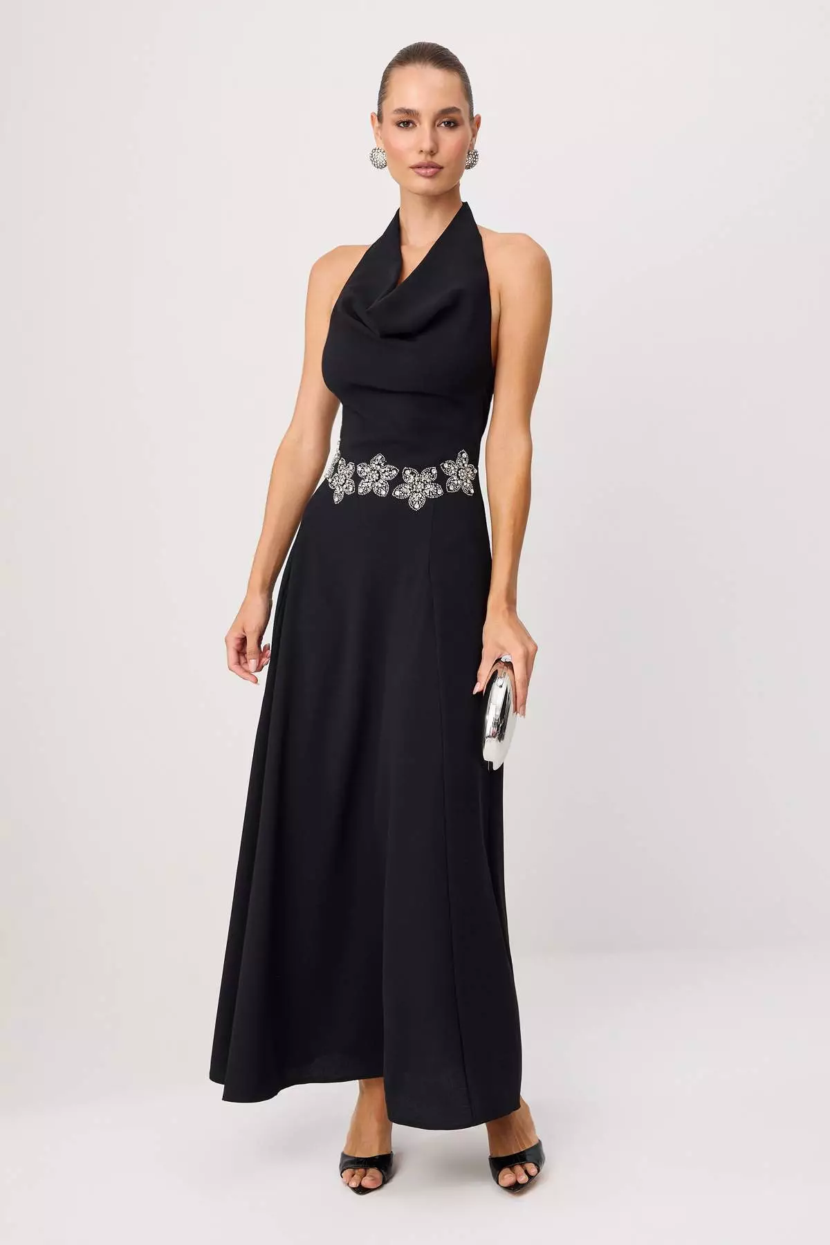 Buy Trendyol Black Degaje Collar A-Line/ Bell Form Maxi Woven Evening Dress & Graduation Dress Tprss26Ae00183 2026 Online