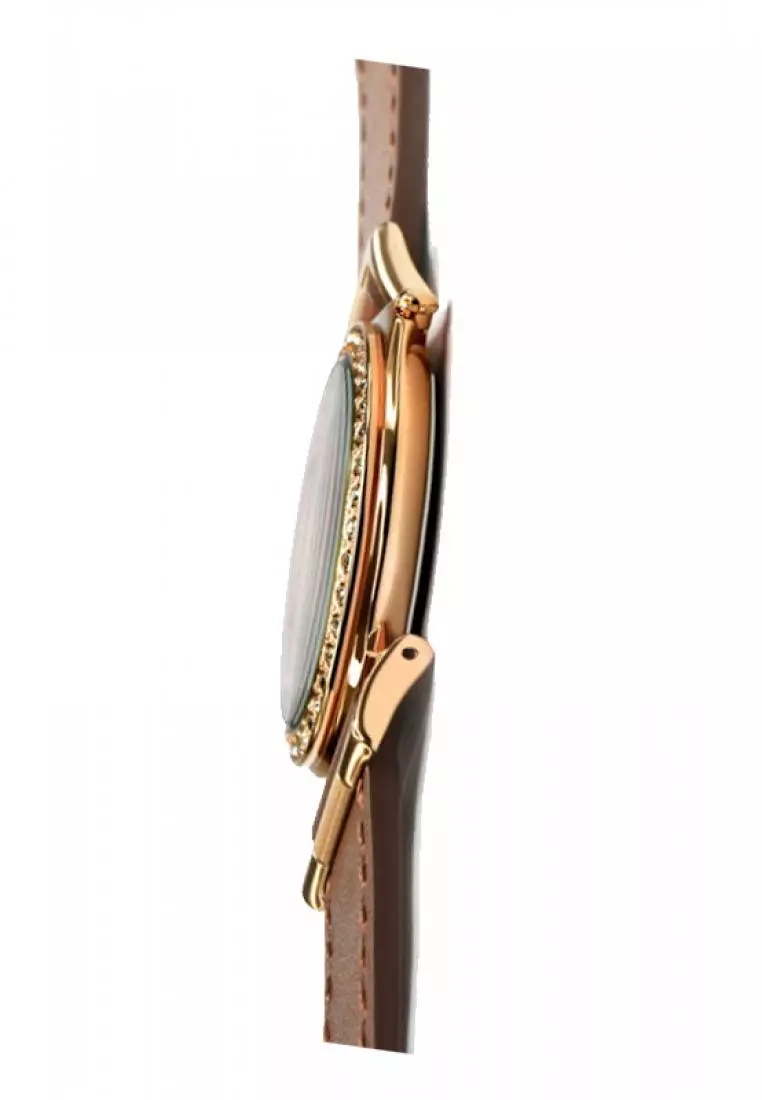 Jam Tangan Wanita Alba Original  AG8K16 Strap Brown Leather Silver Dial