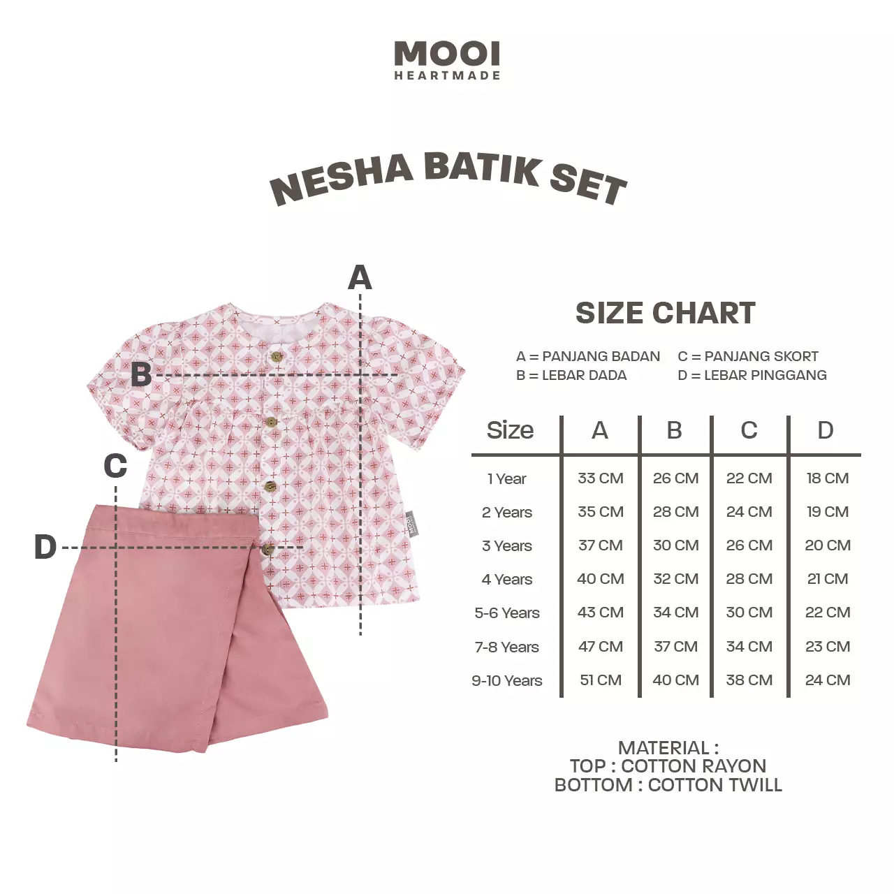 Mooi Setelan Batik Anak Perempuan Nesha Batik Set - Spring Green