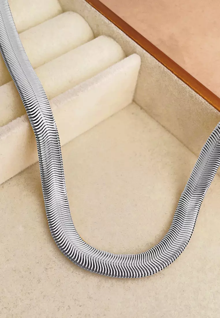 Kalung Pria Wanita Titanium Snake Bone Style Anti Pudar Fashion Cool silver color