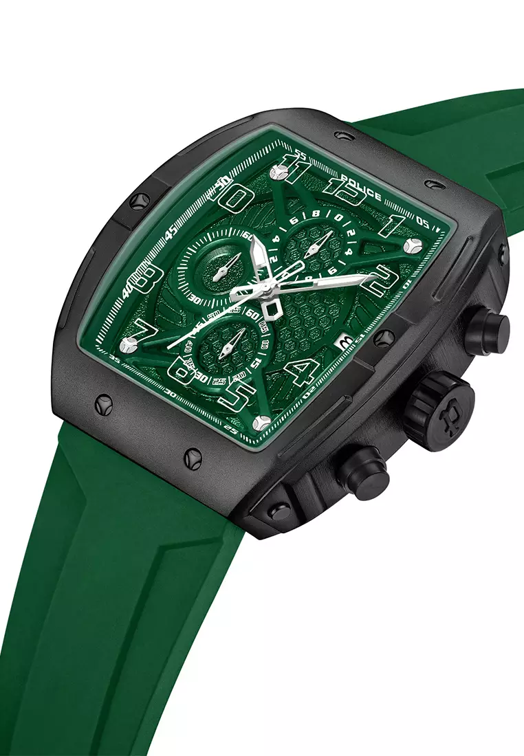 Police Coswig Green Rubber Analog Quartz Watch For Men PPEWGO0063103