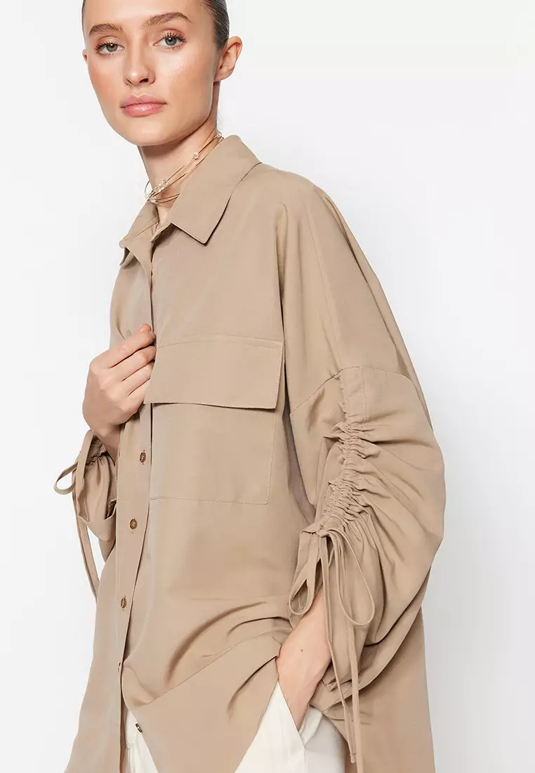 Adjustable Drawstring Detailed Shirt
