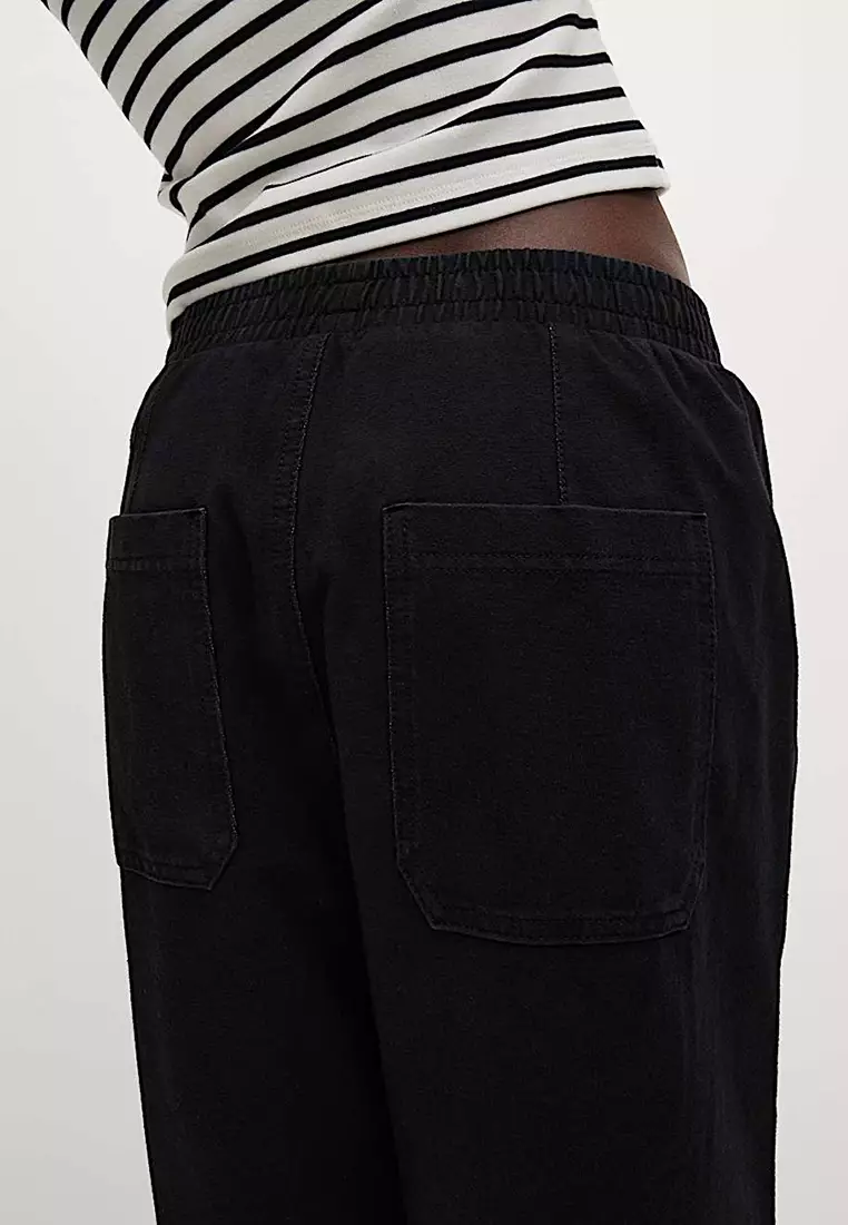 Denim Jersey Straight Leg Trousers
