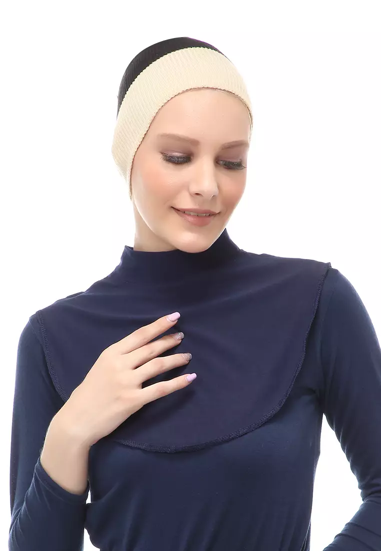 Afifah Manset Leher Polos Muslimah Casual Relaxed Fit - Navy