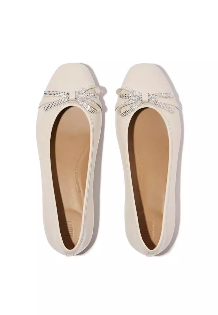 Delicato Glitz-Bow Leather Ballet Flats