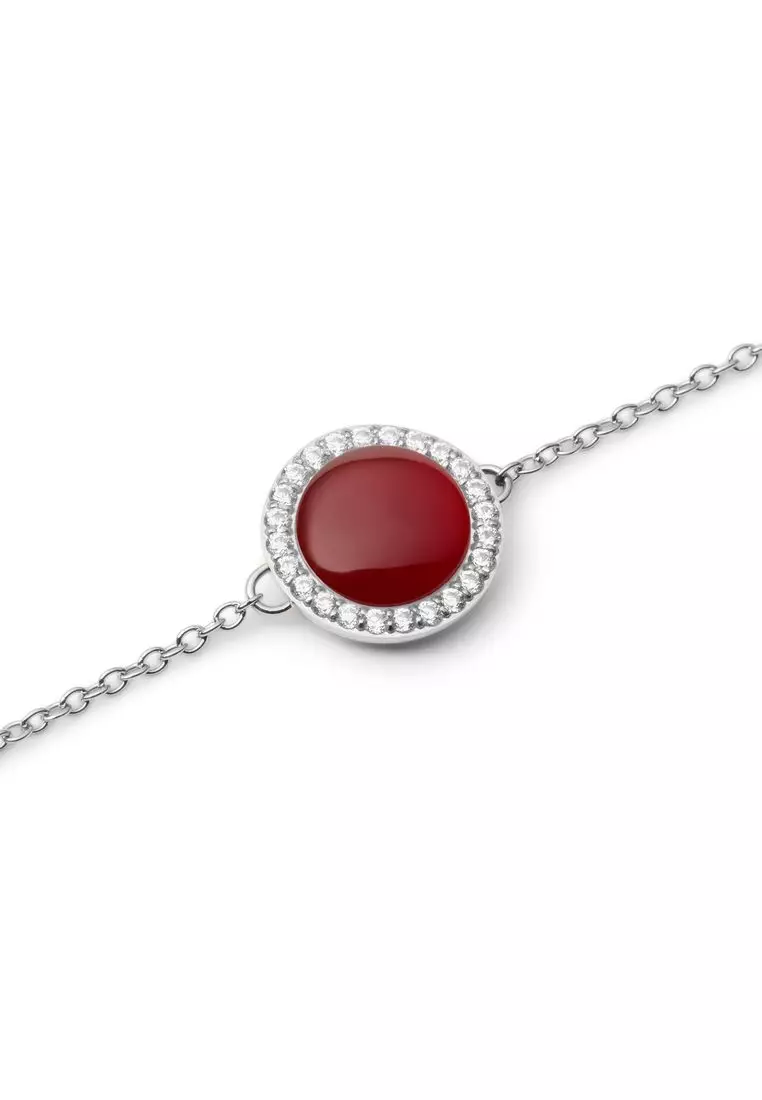 Audrey Bracelet Red Agathe Silver - Unisex Bracelet for women and men stainless steel Bracelet DW Official Authentic Original