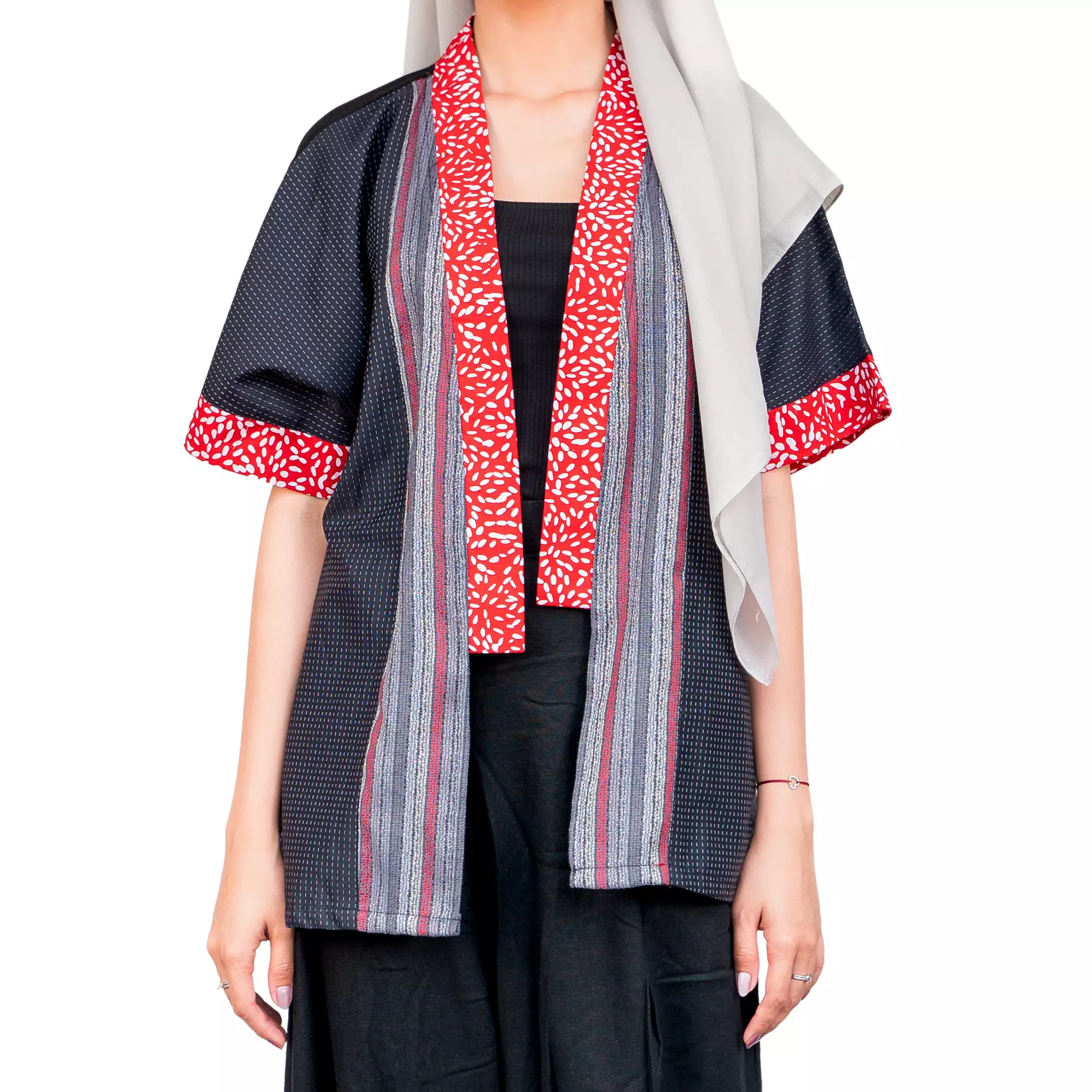 Blazer Batik Wanita - Bhatara Batik Fujiyama - Atasan Batik Modern Lengan Pendek