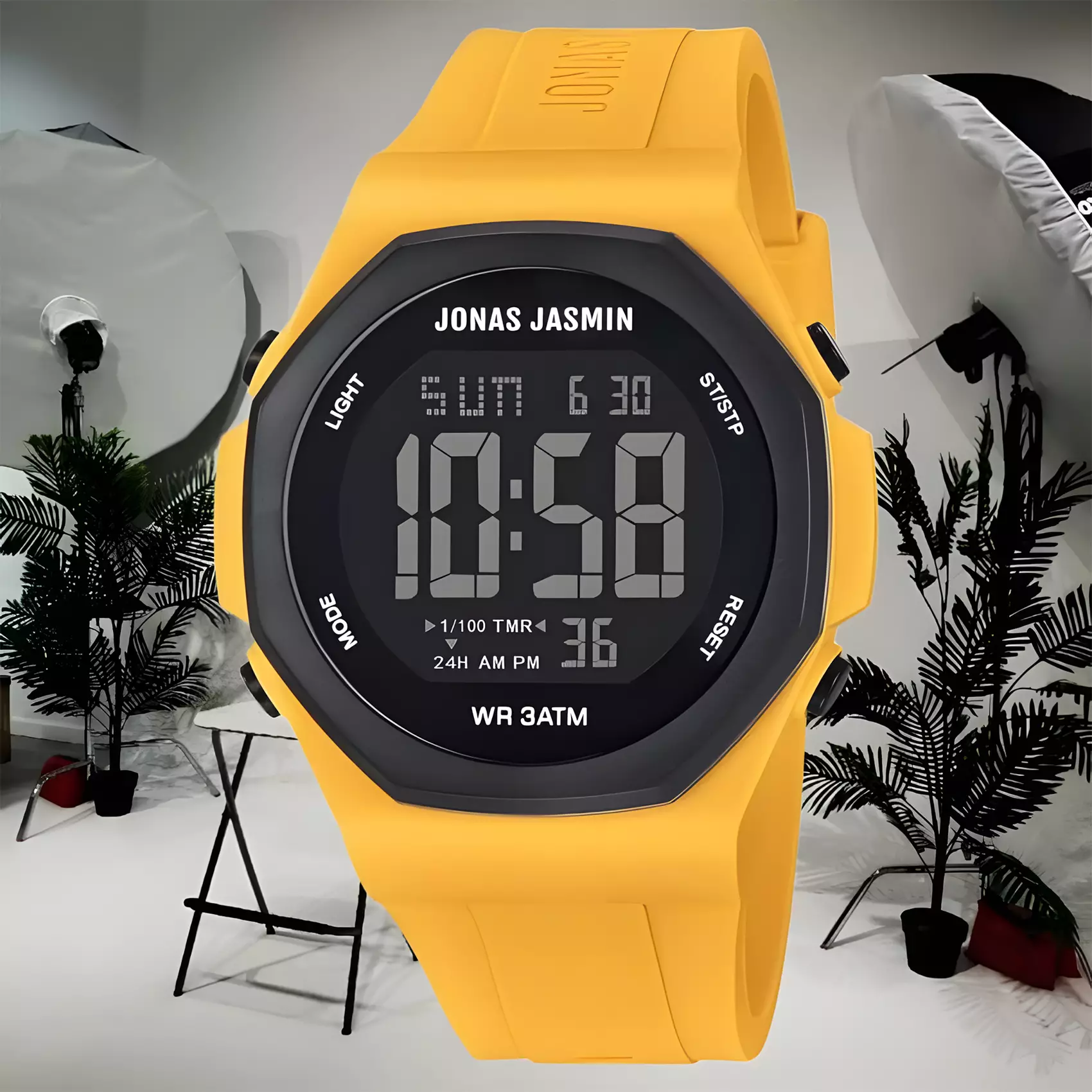 Jonas Jasmin - Jam Tangan Digital Pria - Yellow Rubber Strap - JJ-5326M-YL