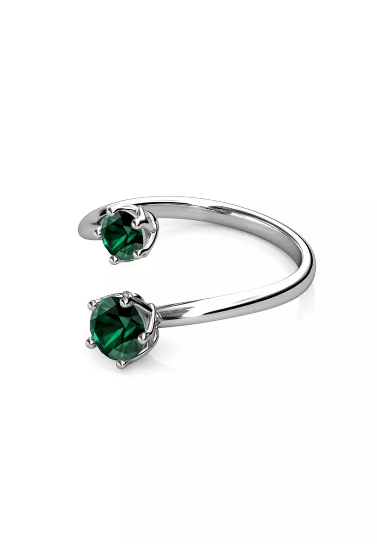 Birth Stone Ring May Emerald WG - Cincin Crystal by Her Jewellery