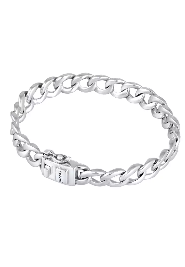 EXCLUSIVE Gelang Perhiasan Perak 925 Pria Curb Chain Box Clasp