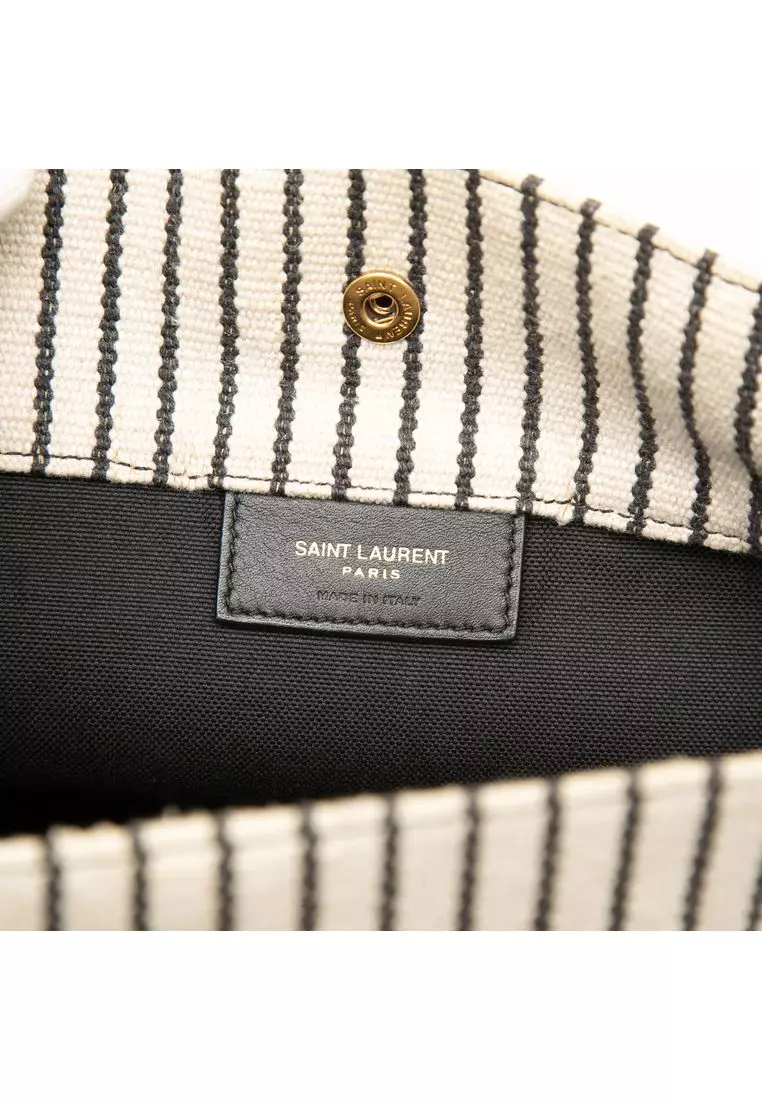 Pre-Loved Saint Laurent Striped Canvas Rive Gauche Bucket Bag