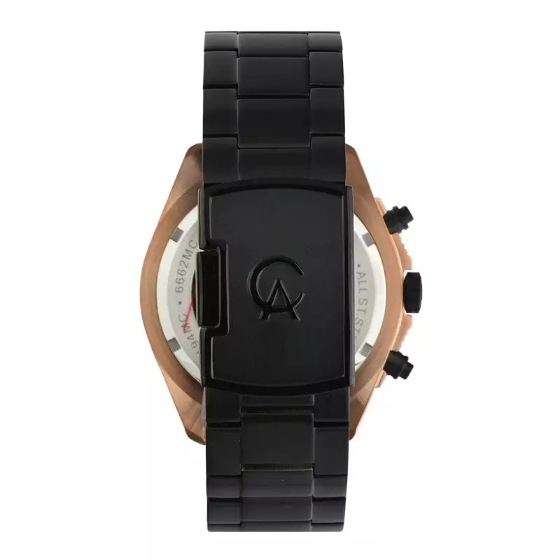 Jam Tangan Pria Alexandre Christie Chronograph AC 6662 MC BBRBA Men Black Dial Black Stainless Steel Strap