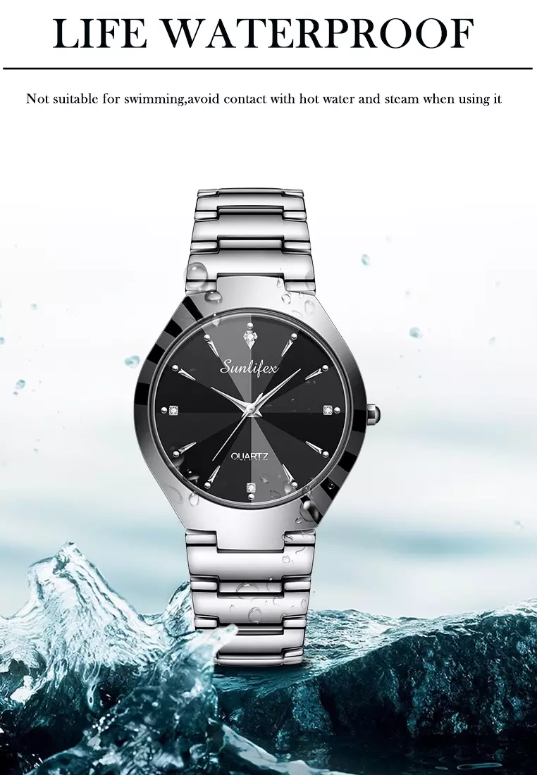 Jam Tangan Pria 9090 Kuarsa Klasik Bisnis Pria Tali Stainless Steel Jam Tangan Cowok Original silverblack