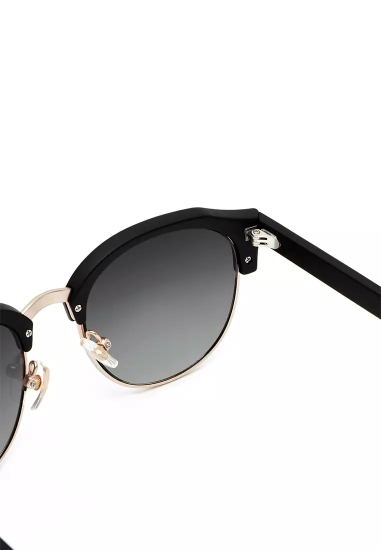 HAWKERS Rubber Black Gradient CLASSIC ROUNDED Sunglasses for Men and Women, Unisex. Official Product Designed in Spain