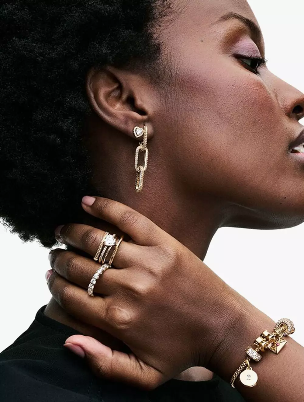 Heart 14k gold-plated ring with clear cubic zirconia