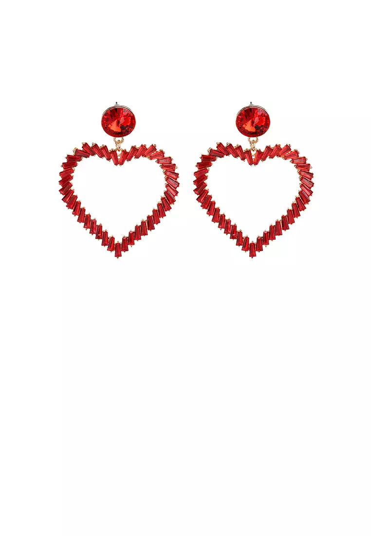 Red heart shaped earrings on sale