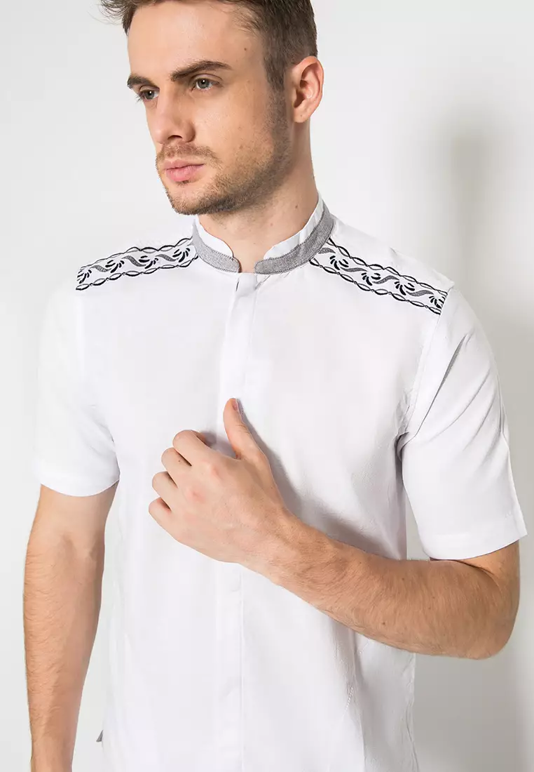 LGS - Baju Koko - Bordir Bahu - Putih - Slim Fit - JSH.385.B1043KF.339.C